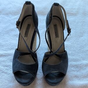 Vic blue suede wedge sandals (NWOT)